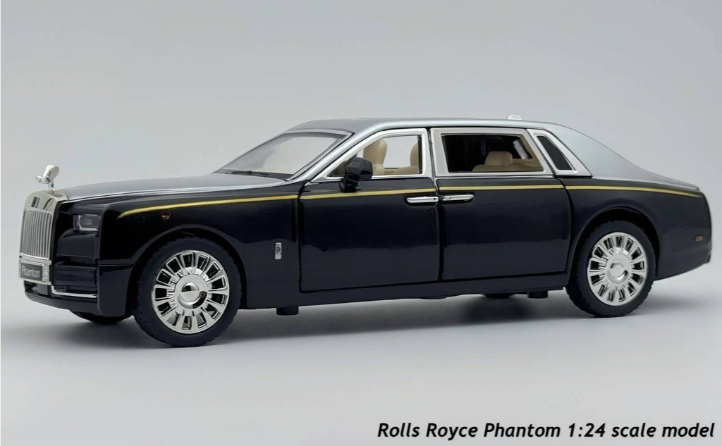 Rolls-Royce Phantom Diecast Model Car 1:24 Scale | Luxury Collectible Metal Toy Car