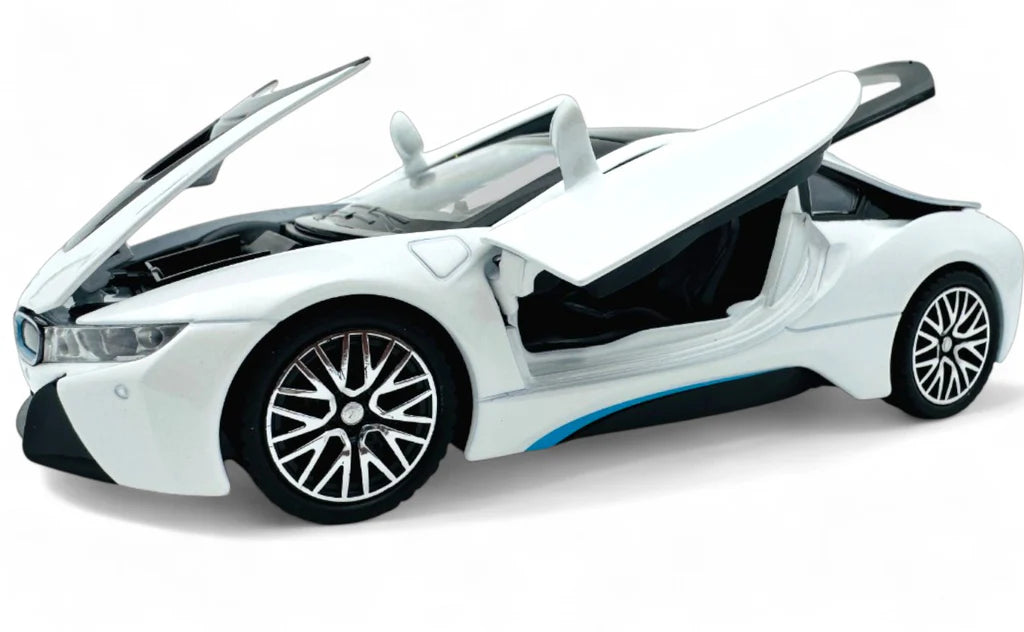 Brightlys Modern Hybrid Sports Coupe Diecast Model 1:24 Scale | White Performance Collectible