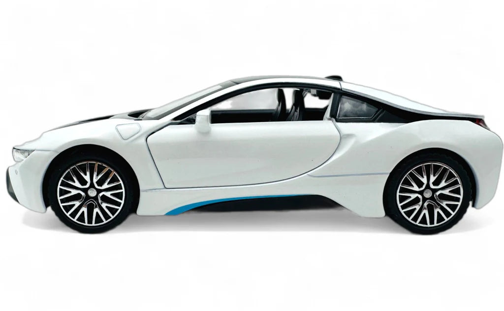 Brightlys Modern Hybrid Sports Coupe Diecast Model 1:24 Scale | White Performance Collectible